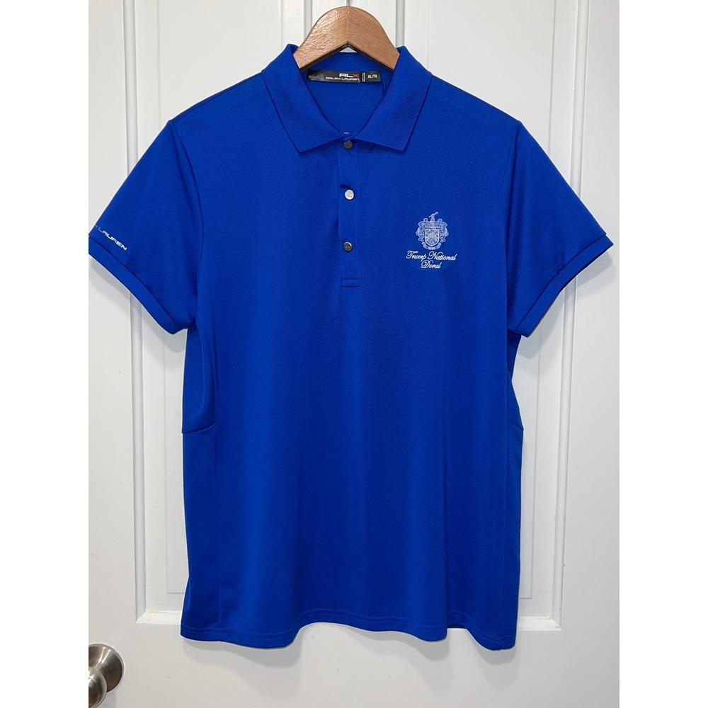 RLX Ralph Lauren Trump National Doral Golf Polo Fitted Shirt Blue Womens XL